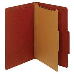 Office Depot® Brand Classification Folders, 1 Divider, Legal Size (8-1/2" x 14"), 1-3/4" Expansion, Red, Box Of 10
