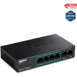 TRENDnet 6-Port Fast Ethernet PoE+ Switch, 4 x Fast Ethernet PoE Ports, 2 x Fast Ethernet Ports, 60W PoE Budget, 1.2 Gbps Switch Capacity, Metal, Lifetime Protection, Black, TPE-S50 - 6-Port Fast Ethernet PoE+ Switch