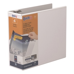 QuickFit® View 3-Ring Binder, 4" Locking Angle D-Rings, White