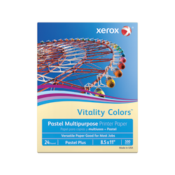 Xerox® Vitality Colors™ Pastel Plus Color Multi-Use Printer & Copier Paper, Letter Size (8 1/2" x 11"), Ream Of 500 Sheets, 24 Lb, 30% Recycled, Ivory