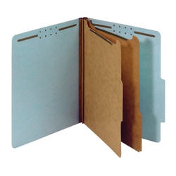 Office Depot® Brand Pressboard Classification Folders With Fasteners And 2 Dividers, Letter Size, 100% Recycled, Light Blue, Box Of 10