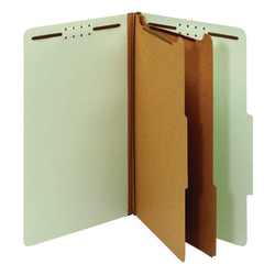 Office Depot® Brand Pressboard Classification Folders With Fasteners, Legal Size, 100% Recycled, Light Green, Pack Of 10 Folders