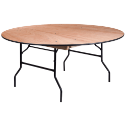 Flash Furniture Round Wood Folding Banquet Table With Finished Top, 30"H x 66"W x 66"D, Natural