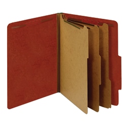 Office Depot® Brand Pressboard Classification Folders With Fasteners, Letter Size, 100% Recycled, Red, Pack Of 10 Folders