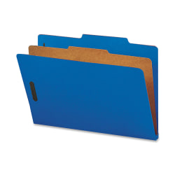 Smead® Classification Folders, With SafeSHIELD® Coated Fasteners, 1 Divider, 2" Expansion, Legal Size, 50% Recycled, Dark Blue, Box Of 10