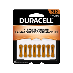 Duracell® Hearing Aid Zinc-Air Batteries Size 312, Pack Of 8