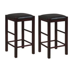 Linon Kent Backless Faux Leather Counter Stools, Espresso, Set Of 2 Stools