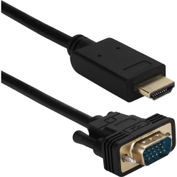 QVS 10ft HDMI to VGA Video Converter Cable - 10 ft HDMI/VGA A/V Cable for Tablet, Projector, Monitor, Computer, Audio/Video Device - First End: 1 x 15-pin HD-15 - Male - Second End: 1 x HDMI Digital Audio/Video - Male - Supports up to 1920 x 1080