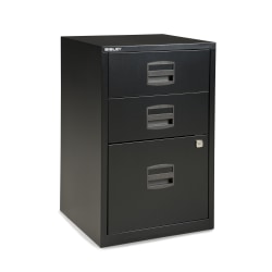 Bisley 14-13/16"D Vertical 3-Drawer Under-Desk Storage Cabinet, Metal, Black