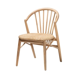Baxton Studio Kobe Wood And Rattan Dining Accent Chair, Natural Brown