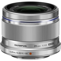 Olympus - 25 mm - f/22 - f/1.8 - Fixed Lens for Micro Four Thirds - Designed for Digital Camera - 46 mm Attachment - 0.12x Magnification - MSC - 2.2" Diameter - Silver