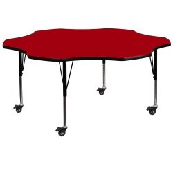 Flash Furniture Mobile Height Adjustable Thermal Laminate Flower Activity Table, 25-3/8"H x 60''W, Red