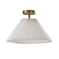 Adesso Scarlet Flush Mount Ceiling Lamp, 17"W, Off-White Shade/Antique Brass Base