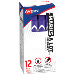 Avery® Marks-A-Lot® Permanent Markers, Chisel Tip, Purple, Pack Of 12 Markers