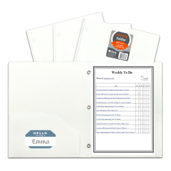 C-Line 2-Pocket Poly Folders With Prongs, Letter Size (8-1/2" x 11"), White, Box Of 25 Folders