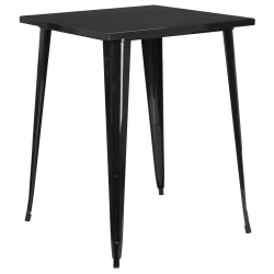 Flash Furniture Commercial Grade 31.5" Square Metal Indoor-Outdoor Bar Height Table, Black