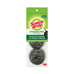 Scotch-Brite® Metal Scrubbing Pads, 2.25 x 2.75, Silver, 3/Pack, 8 Packs/Carton