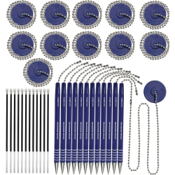 Nadex Coins Ball and Chain Security Pen Set (12 Pens; Blue) - Rubber - Blue