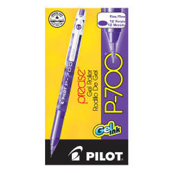 Pilot® P700 Gel Rollerball Pens, Fine Point, 0.7 mm, Purple Barrel, Purple Ink, Pack Of 12 Pens