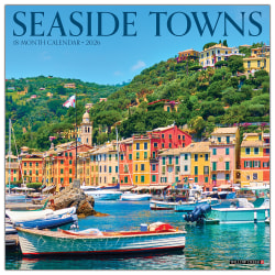 2026 Willow Creek Press Scenic Monthly Wall Calendar, 12" x 12", Seaside Towns, January To December, 56127