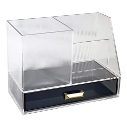 Realspace® Lucenti Acrylic Desktop Organizer, 5-1/4"H x 7"W x 3-3/4"D, Clear/Black