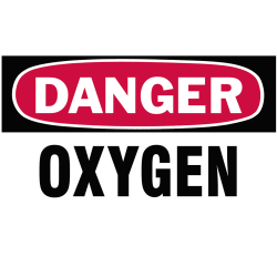Gas Cylinder Lockout Labels, Danger Oxygen Gas, 5 in W x 3 in H, White/Red
