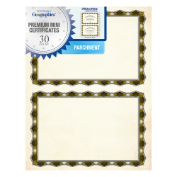 Geographics Mini Parchment Certificates, 5-1/2" x 8-1/2", Crown Gold, Pack Of 30