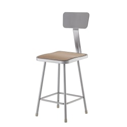 National Public Seating Hardboard Task Stools With Backs, 39"H, Gray/Brown, Pack Of 2 Stools