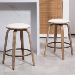 Glamour Home Beatus Fabric Counter Height Stool, Beige