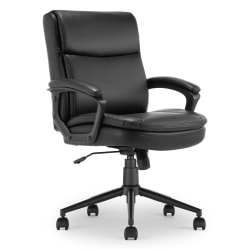 Click365 Transform 2.0 Ergonomic Bonded Leather Mid-Back Office Chair, Black