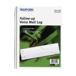Rediform® Follow-Up Voice Mail Log Book, 8" x 10 5/8", 500 Sheets, 50% Recycled, Blue