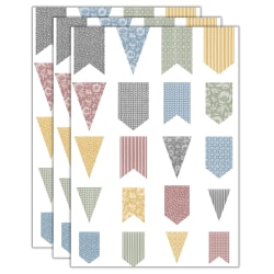 Teacher Created Resources Pennants Accents, Assorted Sizes, Classroom Cottage, 60 Accents Per Pack, Set Of 3 Packs