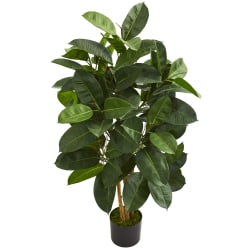 Nearly Natural Oak Ficus 48"H Artificial Tree With Pot, 48"H x 22"W x 22"D, Green