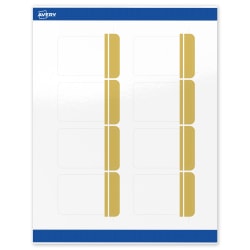 Avery® Print-To-The-Edge Labels With Sure Feed® Technology, S00-DK9-PRWGP10, Rectangle, 2"x3", Glossy White, Preprinted Double Dipped Gold Edge Design, Pack Of 80