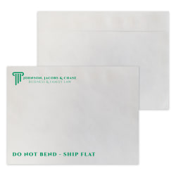 Custom 1-Color, Zip Stick® DuPont™ Tyvek® White Mailing Envelopes, 10" x 13", Open Side, Box of 500