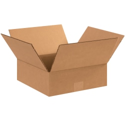 Partners Brand Flat Corrugated Boxes, 12" x 12" x 4", Kraft, Pack Of 25