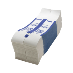 Sparco Kraft Paper ABA Bill Straps, $100, Blue/White, Box Of 1,000