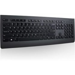 Lenovo Professional Wireless Keyboard - Wireless Connectivity - RF - USB Interface Multimedia Hot Key(s) - English (US) - Plunger/Rubber Dome Keyswitch - Black