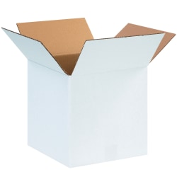 Partners Brand White Corrugated Boxes, 12" x 12" x 12", Pack Of 25