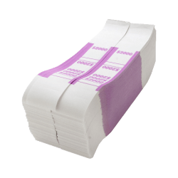 Sparco Kraft Paper ABA Bill Straps, $2,000, Violet/White, Box Of 1,000