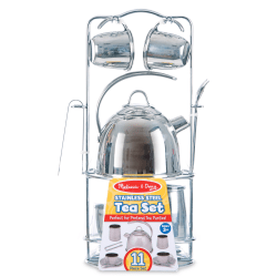Melissa & Doug Stainless Steel Tea Set And Storage Stand, 11 Pieces