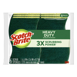 Scotch-Brite™ 426 Heavy-Duty Scrub Sponges, Green, Pack Of 6 Sponges
