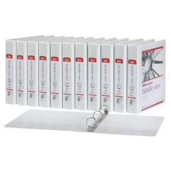 Office Depot® Round Ring Binders, 8-1/2"L x 11"W, 350 Pages, White, Pack Of 12