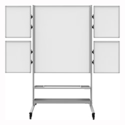 Luxor Magnetic Dry-Erase Whiteboard Collaboration Station, 76 3/8" x 82 1/4" x 23 11/16", Aluminum Frame With Silver Finish