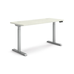 HON Coordinate 58"W Adjustable Height Standing Desk, 3-Stage Base, Silver Mesh/Silver