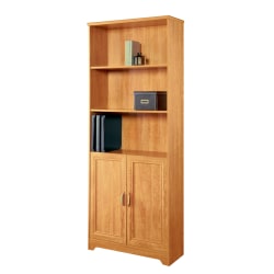 Realspace® Magellan 72"H 5-Shelf Bookcase With Doors, Honey Maple