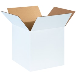 Partners Brand White Corrugated Boxes, 14" x 14" x 14", Pack Of 25