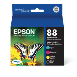 Epson® 88 DuraBrite® Ultra Black And Cyan, Magenta, Yellow Ink Cartridges, Pack Of 4, T088120-BCS