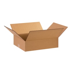 Partners Brand Flat Corrugated Boxes, 15" x 12" x 4", Kraft, Pack Of 25