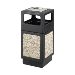 Safco® Plastic/Stone Aggregate Receptacle, 38 Gallons, 39" x 18 1/4" x 18 1/4", Black